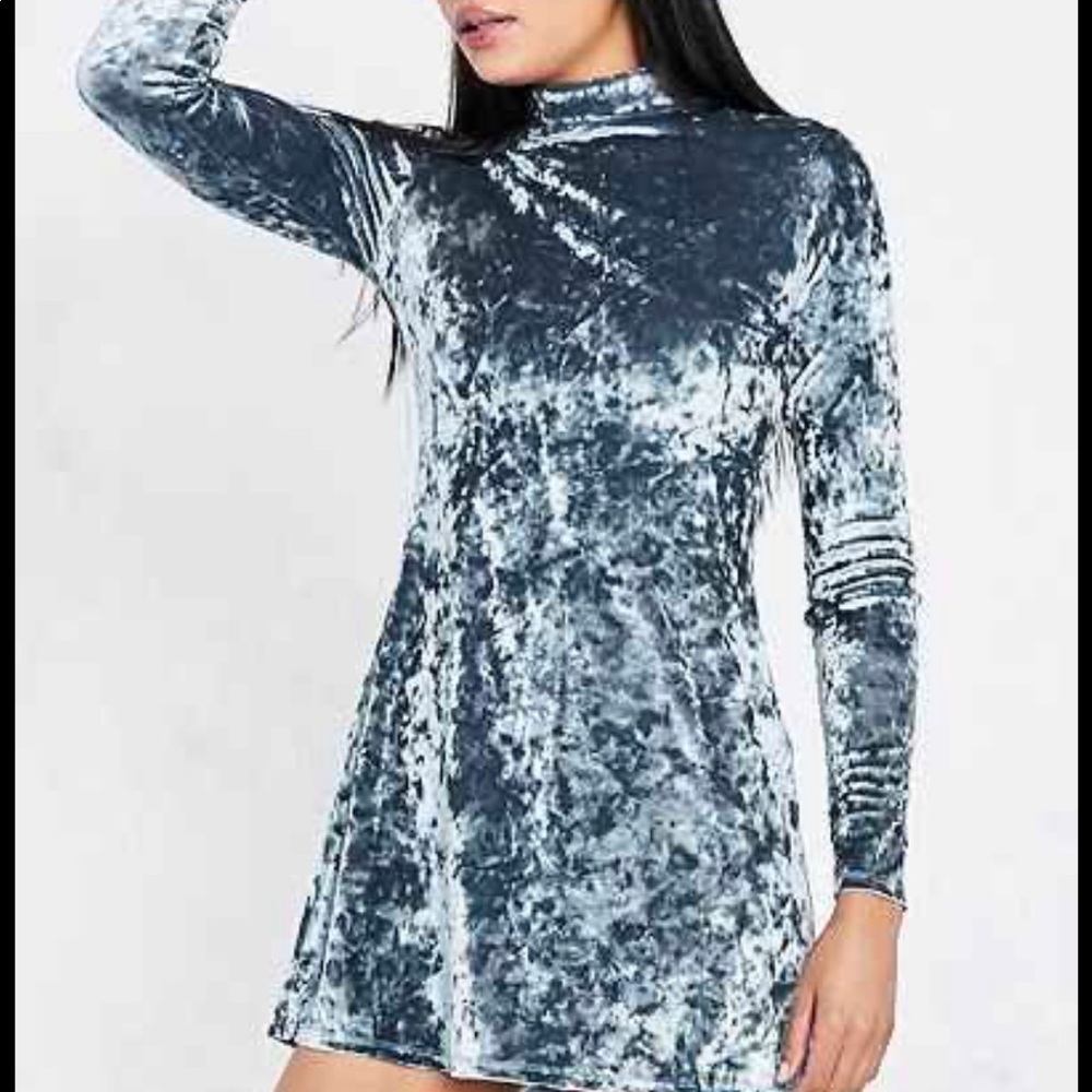 Crushed Velvet Mock-Neck Minidress